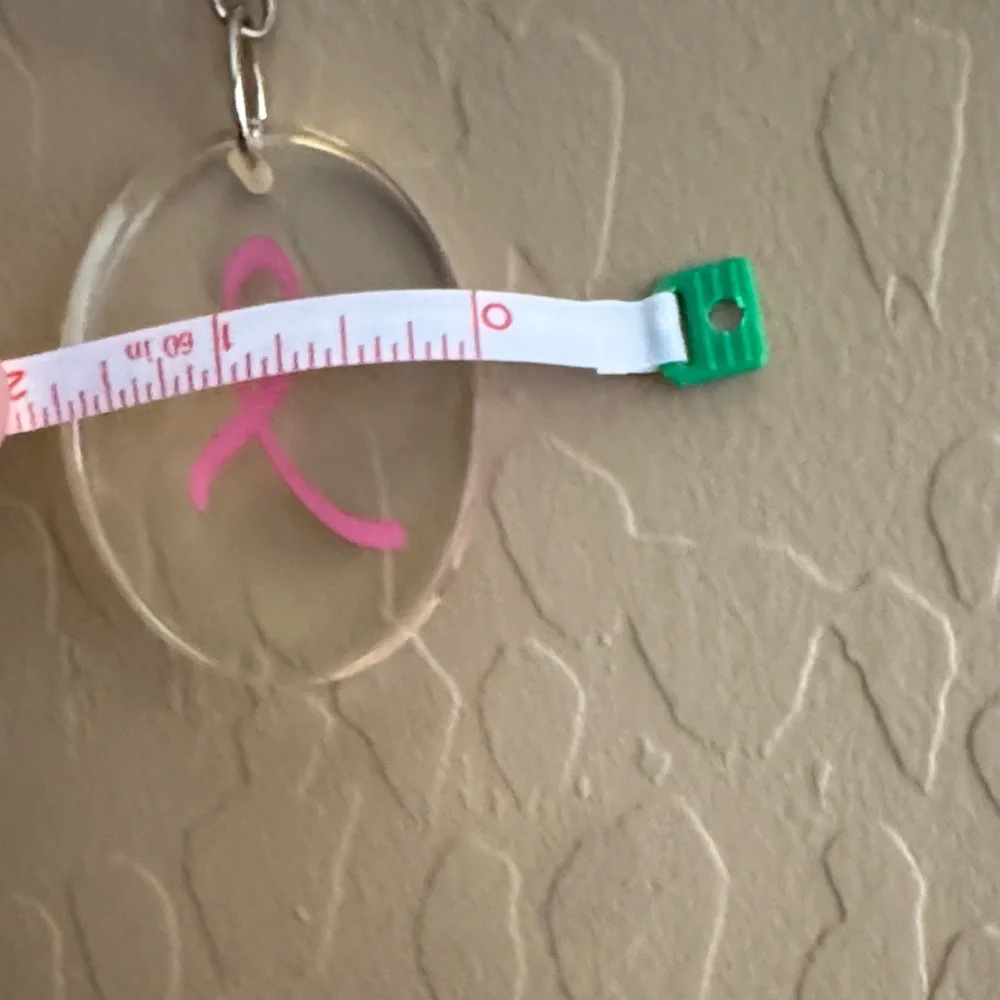Pink Ribbon Breast Cancer Awareness Keychain acrylic purse Bag Charm - Picture 3 of 5